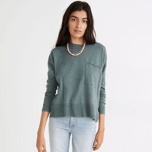 Madewell Green Crew Neck Sweater Lightweight Knit